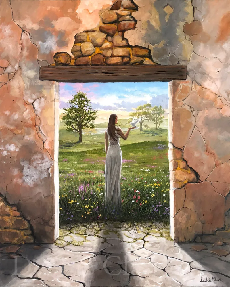 Through the Doorway, acrylic painting by Debbie Clark