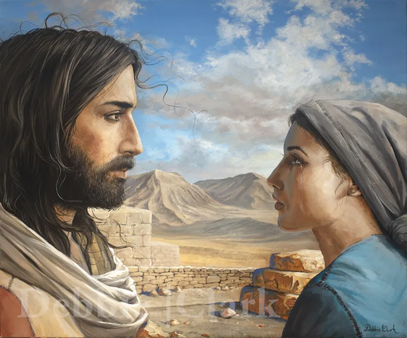 Jesus and Martha, painting by Debbie Clark