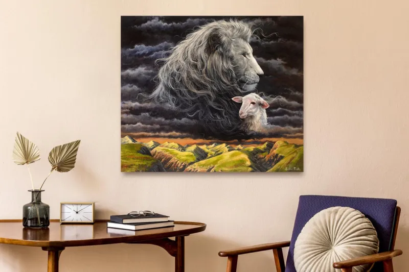 Lord Almighty: The Lion of Judah in the sky with the Lamb of God.