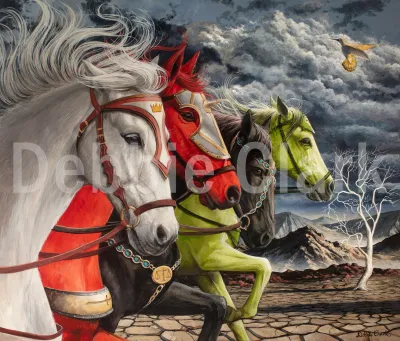 Apocalyptic Horses, painting by Debbie Clark