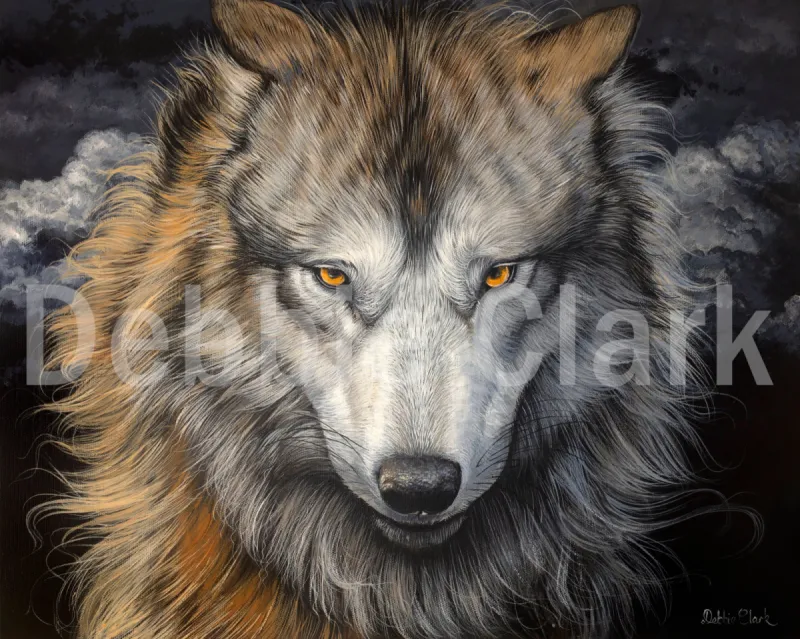 Portrait of a Wolf, painting by Debbie Clark