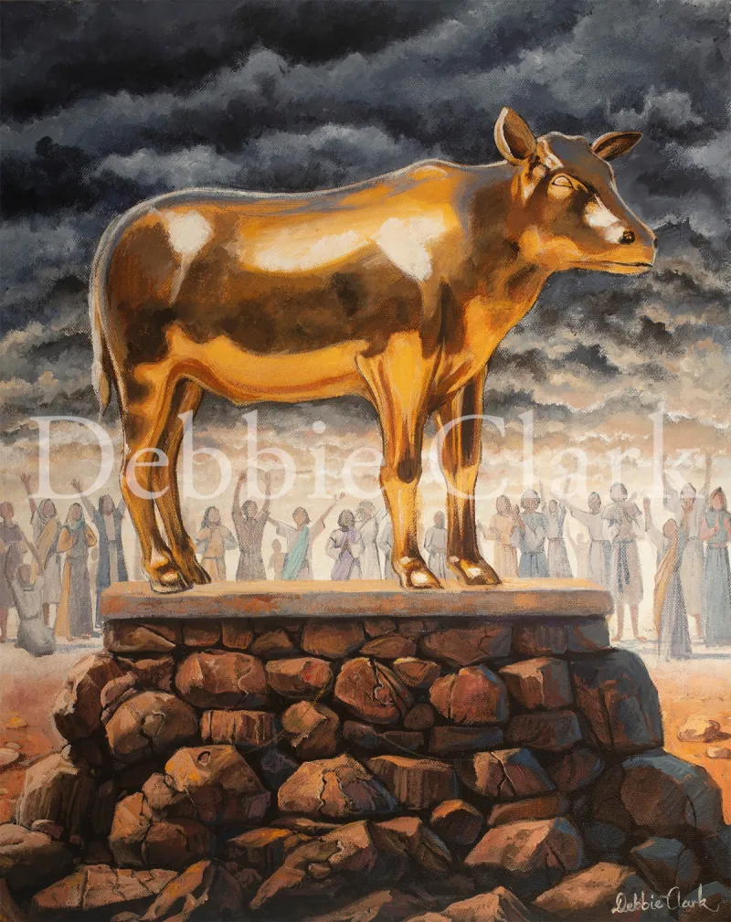 The Golden Calf: A golden calf surrounded by worshippers.