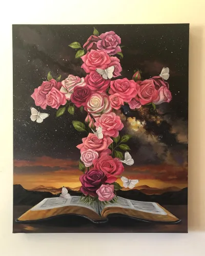 A Cross of Pink Roses by Debbie Clark, photo 4