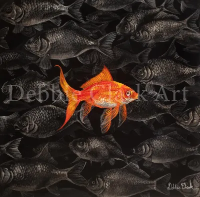 The Goldfish: A goldfish swimming against the crowd. It represents following Jesus who is our light. It can be a lonely journey but very worth it. It is also a warning to not follow the masses. The gold colour symbolises the….