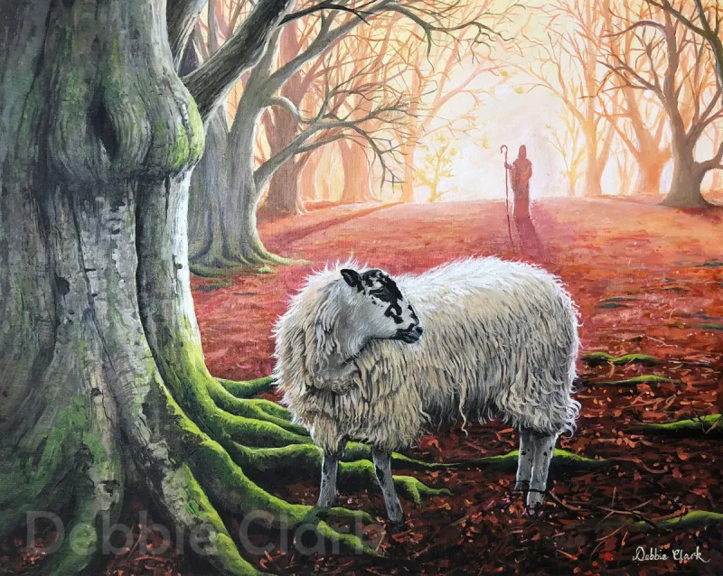 The Lost Sheep, acrylic painting by Debbie Clark