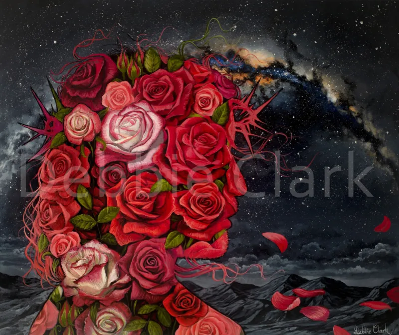 The Love of God: The silhouette contains red roses symbolising the blood He shed out of His great love for us.