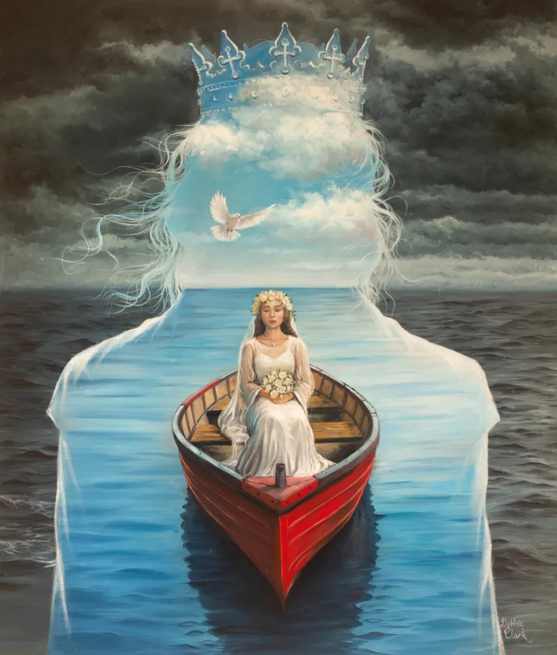 Letting Go: A painting that illustrates the peace of God knowing our full sin debt is paid, the complete surrender to His will and absolute trust in Him to direct our path. There is only peace and love in the presence of the Lord….