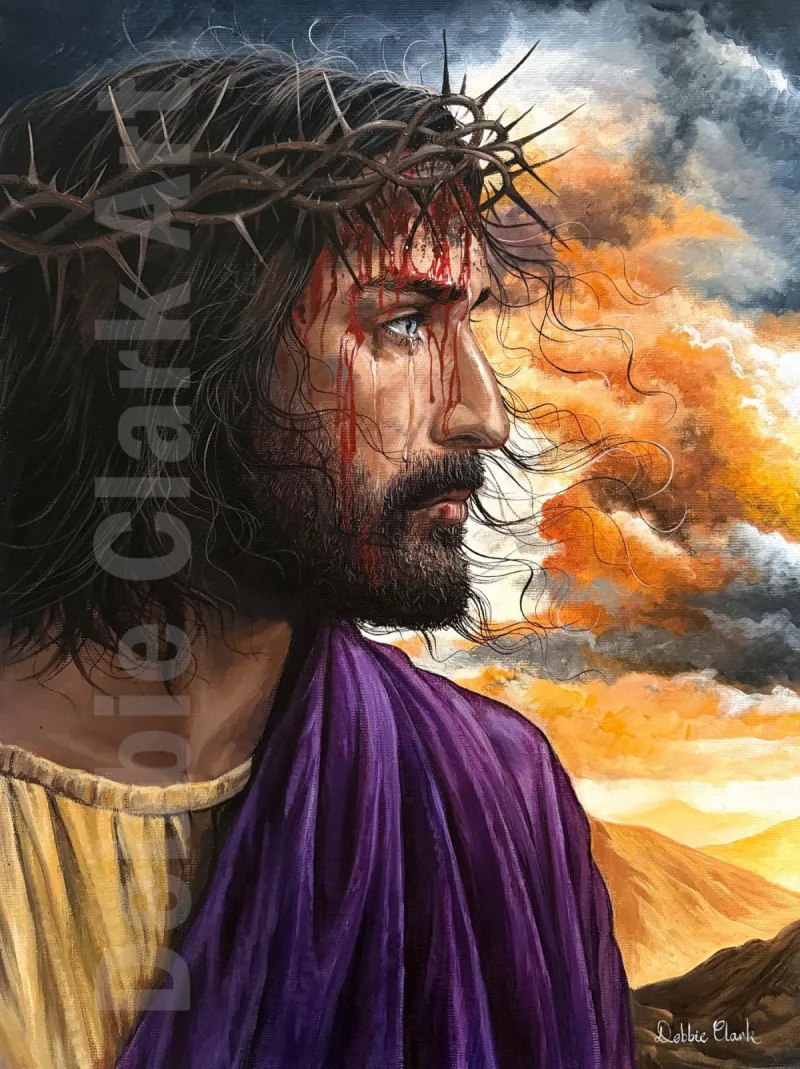 Behold The Man: Jesus Christ wearing a crown of thorns and a purple robe just prior to His crucifixtion.