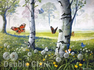 Spring Meadow, acrylic painting by Debbie Clark