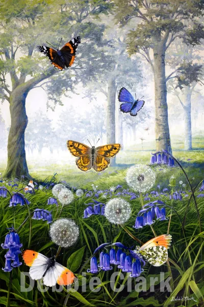 Bluebell Meadow: Featuring bluebell flowers, butterflies and dandelions composed within a pretty meadow landscape.