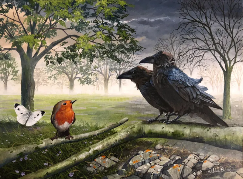 A Brave Wee Robin, painting by Debbie Clark
