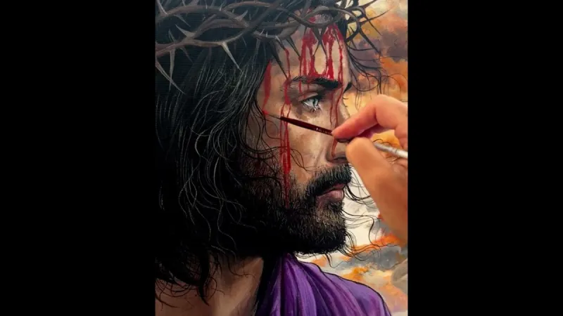 Time Lapse Jesus Painting - Saved by the Blood - Bible verses