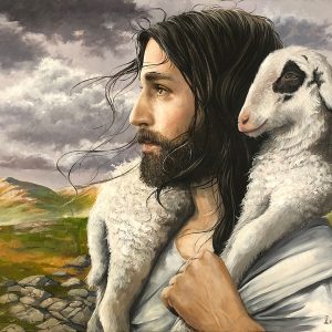 Jesus and a Lamb Painting