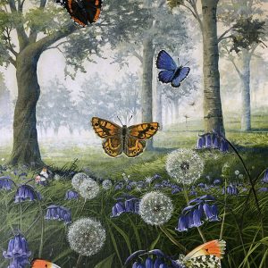 butterflies and bluebells painting