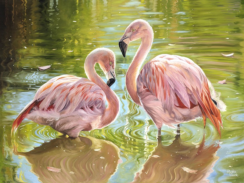 Flamingos in Love painting