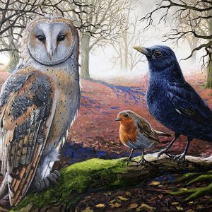 woodland birds painting
