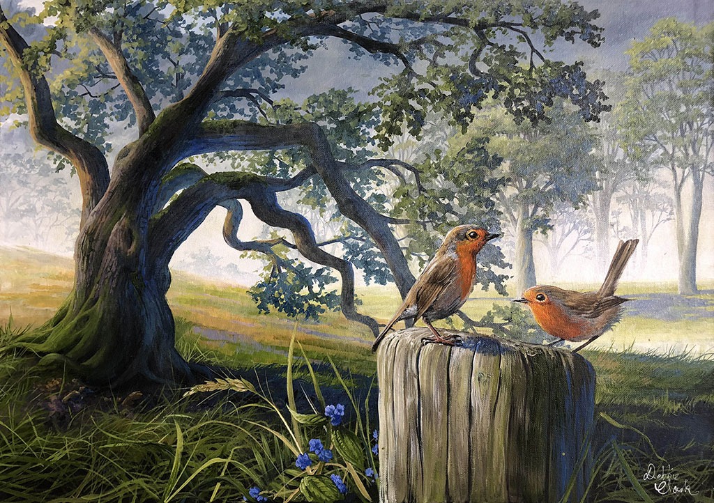 Robins by the Oak Tree